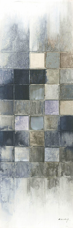 DY008 Wall décor art oil on canvas abstract blue and silver tones